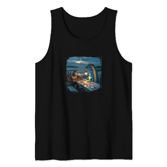 Cryptid Poker Night on Loch Ness - Bigfoot, Tank Tops