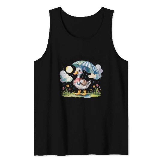 Rainy Day Duck Design Tank Tops
