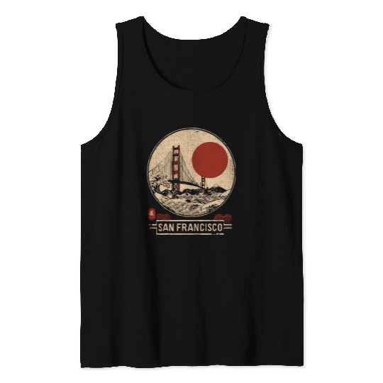 San Francisco - Woodblock Print Tank Tops