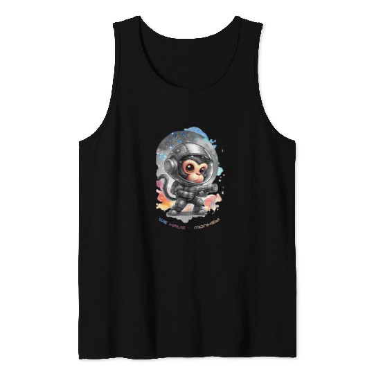 Houston We Have A Monkey Tank Tops