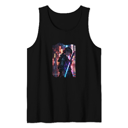 Cyberpunk Samurai Girl Tank Tops