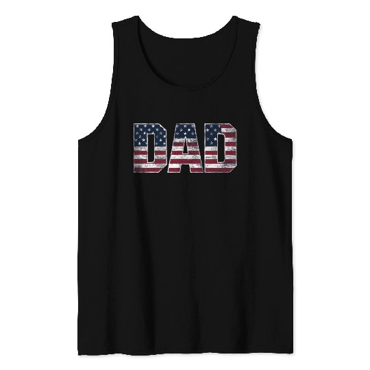 Vintage Dad Usa Flag ,American Daddy Father's Day Tank Tops