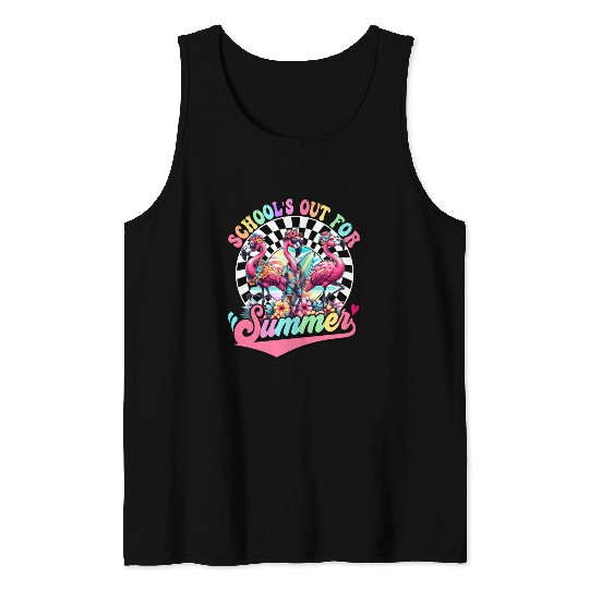 Schools Out For Summer Flamingo Teaches Students Tank Tops