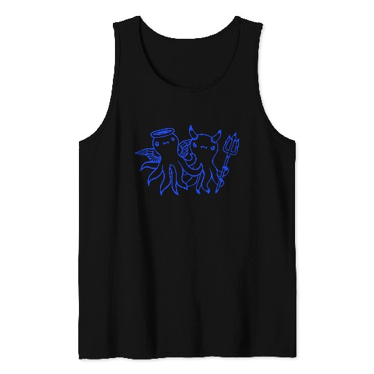 2 Octopus Devil Angel Heaven Hell Team Two Friends Tank Tops