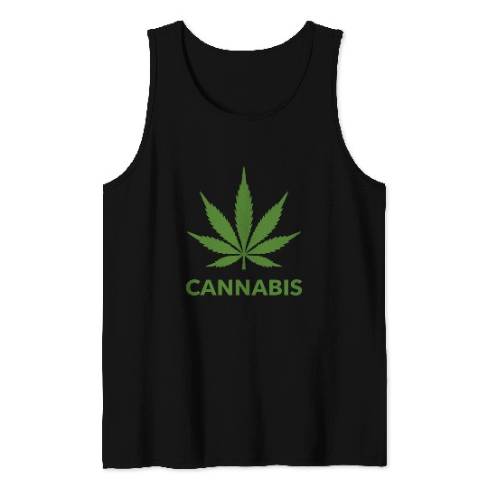 Cannabis Hemp Leaf Statement Green Look Tank Tops