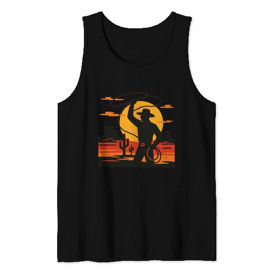 Lasso the Sunset Cowboy Tank Tops