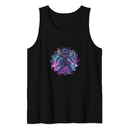 Warrior With Energy Charging In Bright Megacity Tank Tops