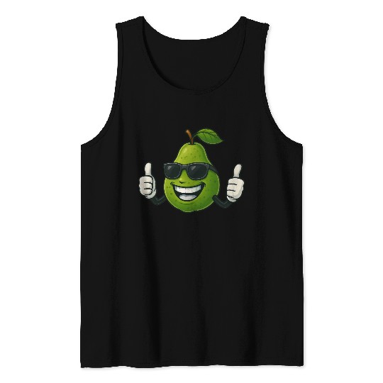 Cute cartoon pear guava fruit summer joy Tank Tops