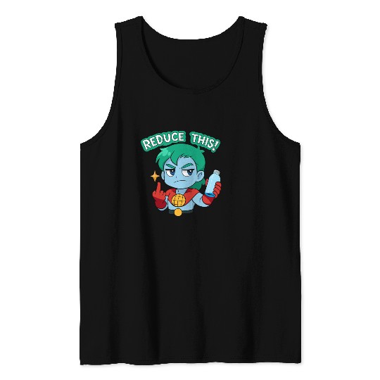 Chibi Style Captain Planet Reduce This!Design Tank Tops