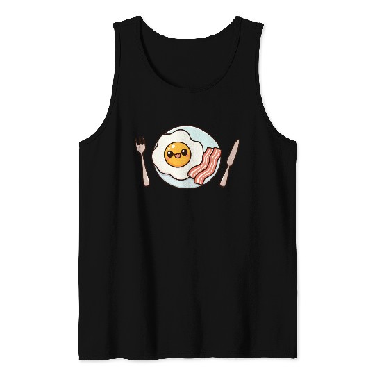 Whimsical Sunny Side Fried Egg Design Tank Tops