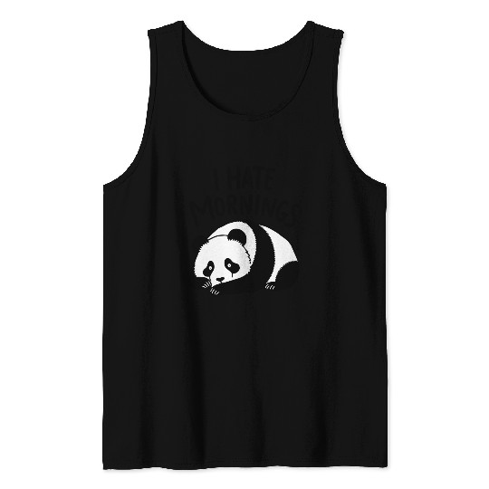 Panda I Hate Mornings Saying Tank Tops
