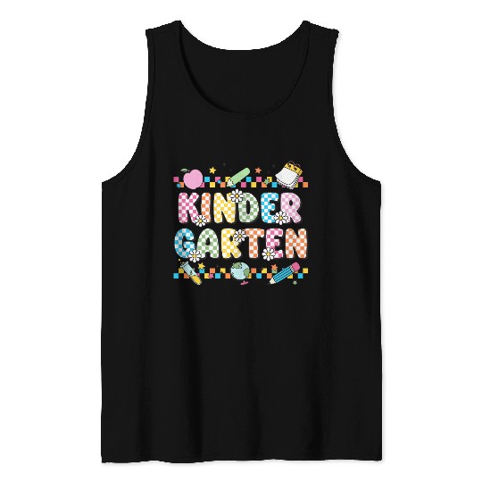 Kindergarten Checkerboard Teacher Tank Tops
