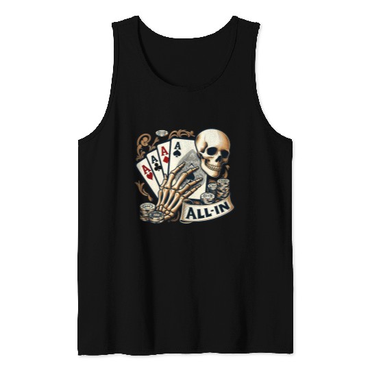 Casino Cards Gambling Skeleton Hand Gothic Tank Tops