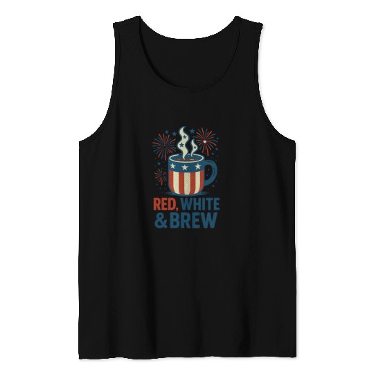 Red White Brew Patriotic Coffee Mug USA Funny Tank Tops