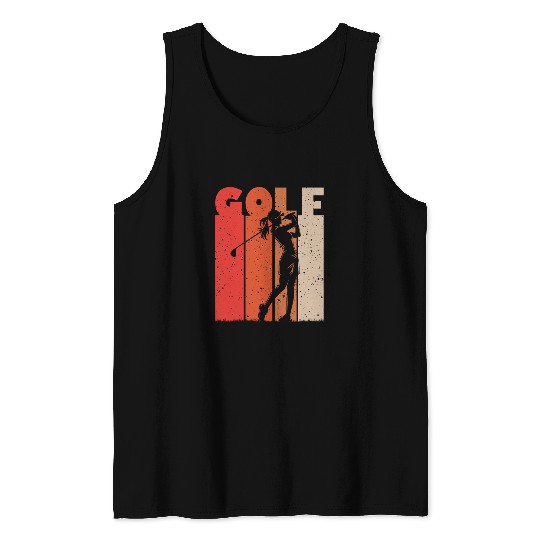Golf Swing Silhouette on Sunset Palette Tank Tops