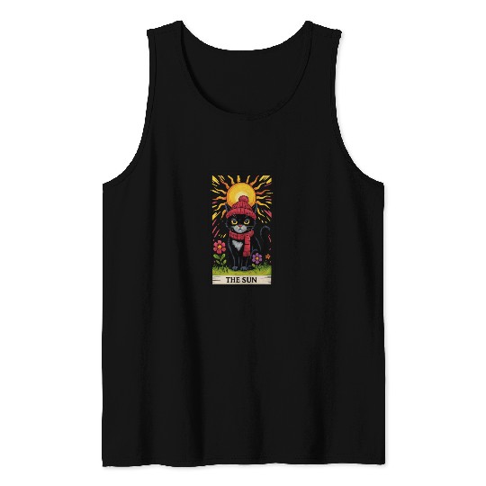Grumpy Cat Tarot Card The Sun, Funny Cat Lover Tank Tops
