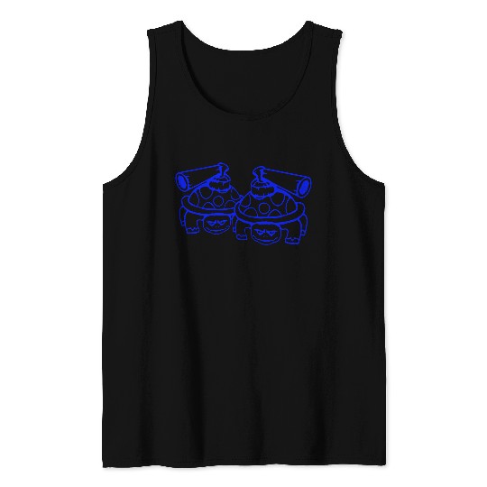2 turtles shell gun shooting war attack tank team Tank Tops