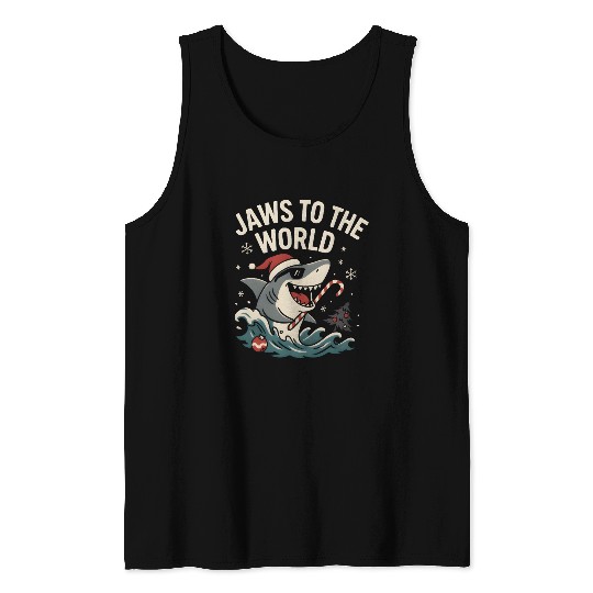 Jaws to the World – Christmas Shark Attack Tank Tops