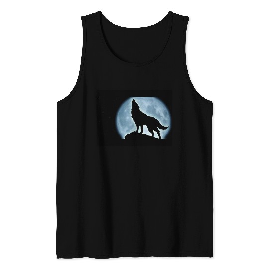 Wolf howling in the moonlight Tank Tops