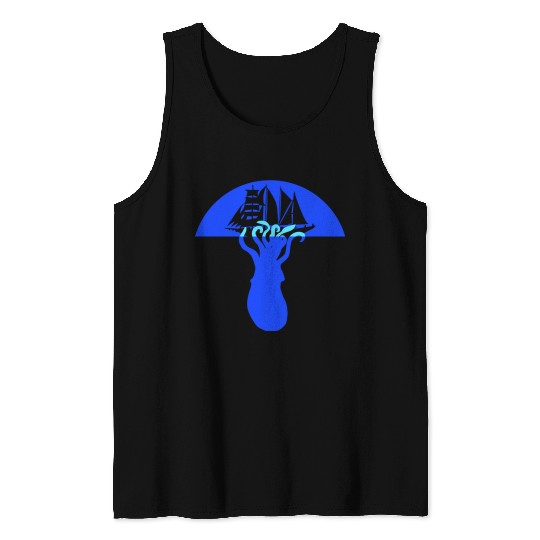 Octopus Ship Attack Sailing Sailboat Sea Monster Tank Tops