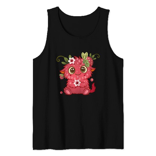 Cute Monster in Raspberry Design Tank Tops