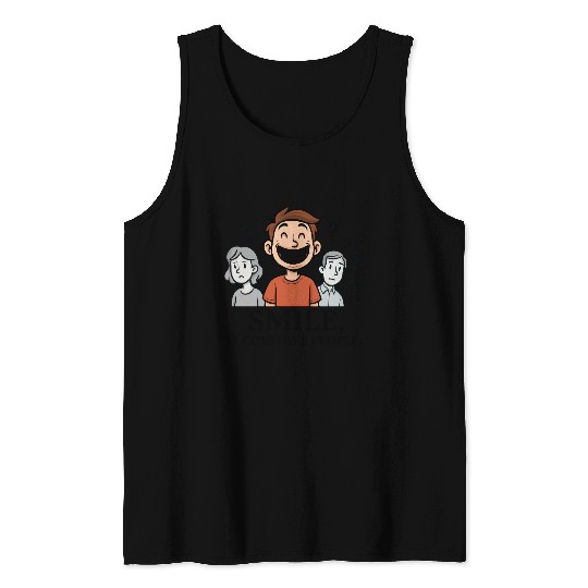 Joyful Smile Motivational Illustration Tank Tops