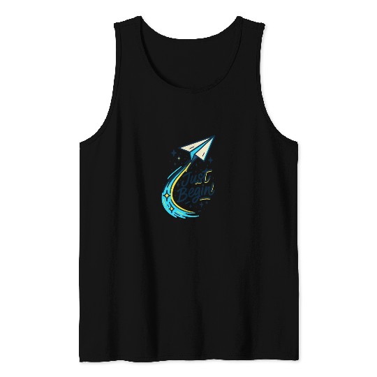 Just Begin – Creative Paper Airplane Design Tank Tops