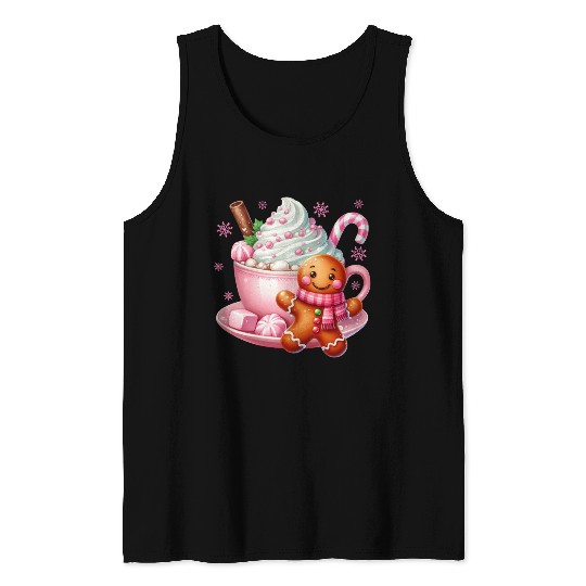 Whimsical Holiday Hot Chocolate Scene Tank Tops