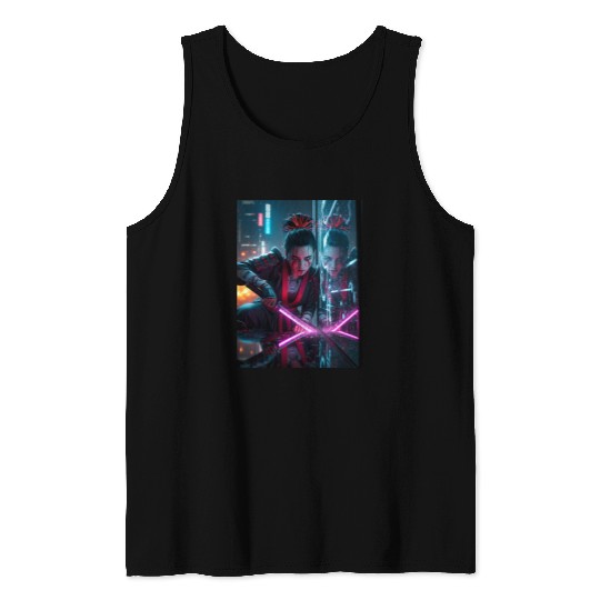 Cyberpunk Samurai Girl Tank Tops