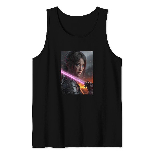 Cyberpunk Samurai Girl Tank Tops