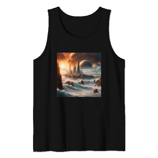 Sci-FI Futuristic Alien Planet Landscape  Tank Tops