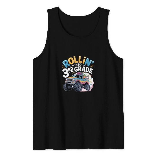 Back To School Rolling Into 3rd Grade Truck Tank Tops