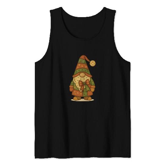 Patchwork Gnome Christmas Vintage Folk Art Tank Tops