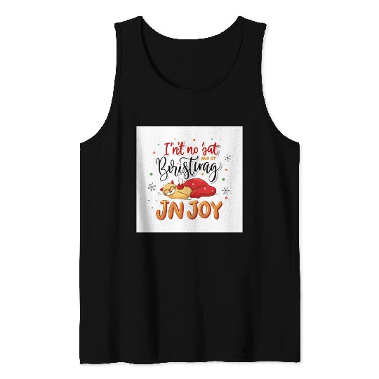 Festive Cat Joy Christmas Design Tank Tops