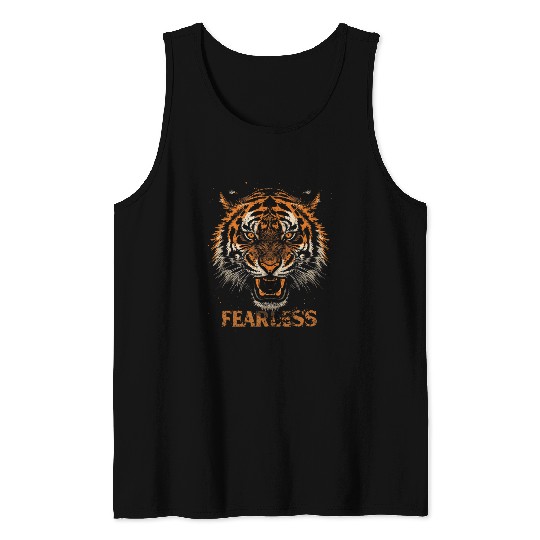 Fearless Tiger Expression Design Tank Tops