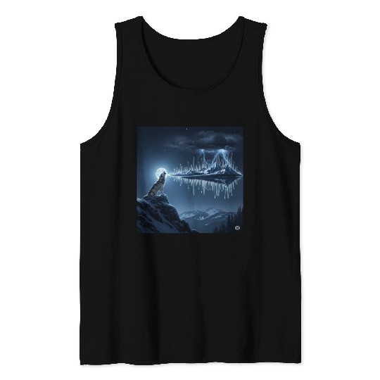 Mystic Mountain Wolf Sound Wave Tank Tops