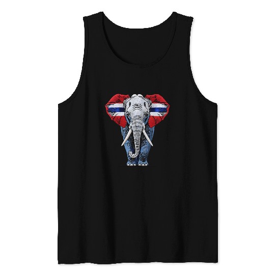Thailand Elephant Red White Blue National Flag Cul Tank Tops
