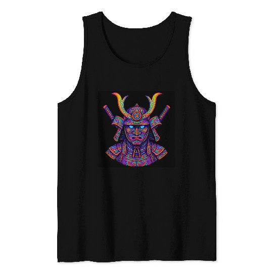 Neon Samurai Warrior Psychedelic Tank Tops