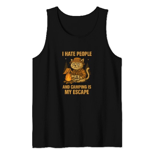 Grumpy Cat Camping Tank Tops