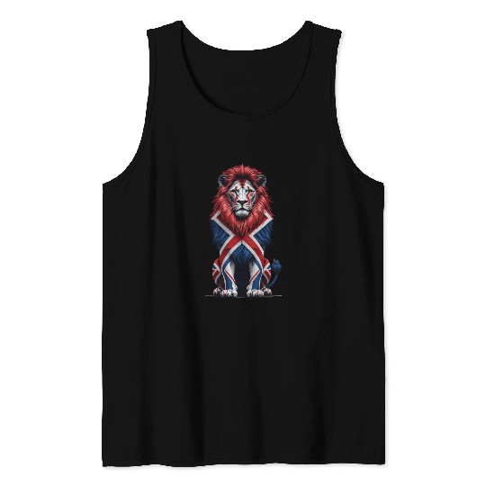 Regal Lion with Union Jack Mane Tank Tops