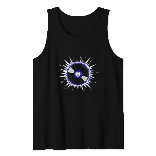 Vinyl Record Starburst Design Tank Tops