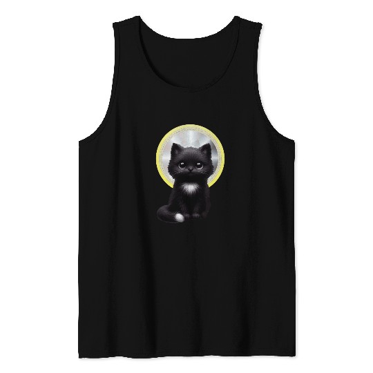 Mystic Midnight Cat  Tank Tops