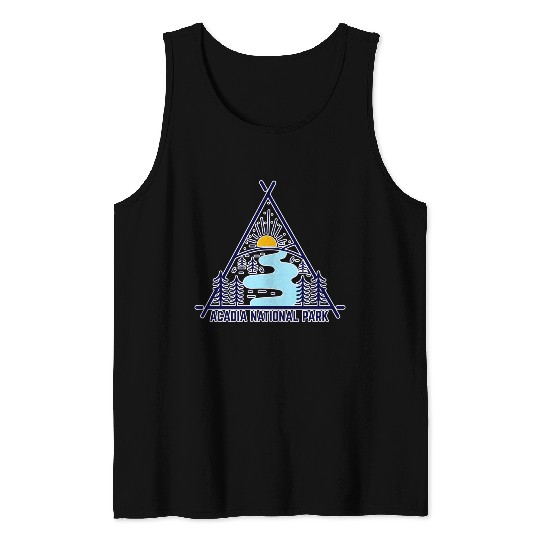 Acadia National Park Camping Scene Tank Tops