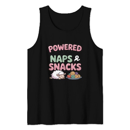 Powered by Naps and Snacks Illustration Tank Tops