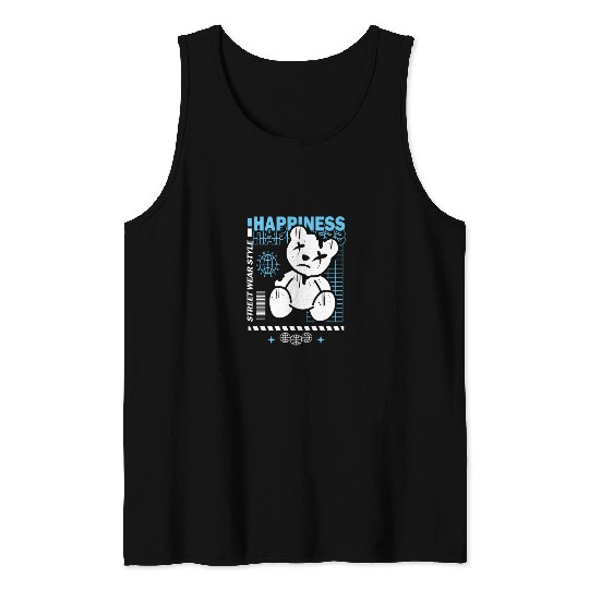 Urban Graffiti Teddy Bear Design Tank Tops