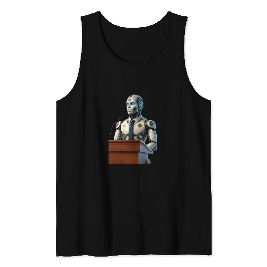 Futuristic Robot President Tank Tops