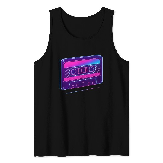 Neon Cassette Tape Retro Design Tank Tops