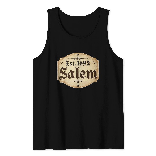Vintage Salem Establishment Logo Design Tank Tops