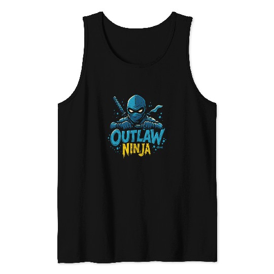 Outlaw Ninja Cartoon Design Tank Tops