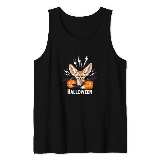 Whimsical Halloween Fox with Bat Wings Tank Tops